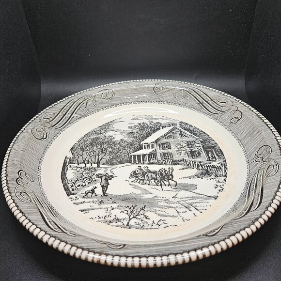 Vintage Jeanette Transferware Black and White Vegetable Dish - Picture 1 of 6